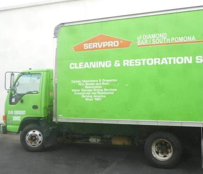 green truck box. Servpro vehicle