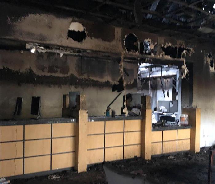 Fire damage inside business.